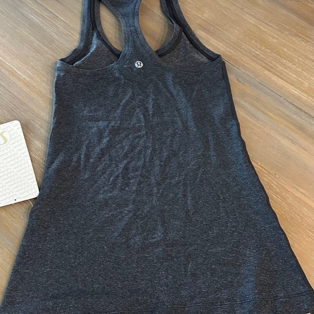 NEW WITH TAGS NWT LULULEMON COOL RACERBACK II TANK CRB SZ 2 HEATHERED BLACK HBLK - Picture 3 of 3